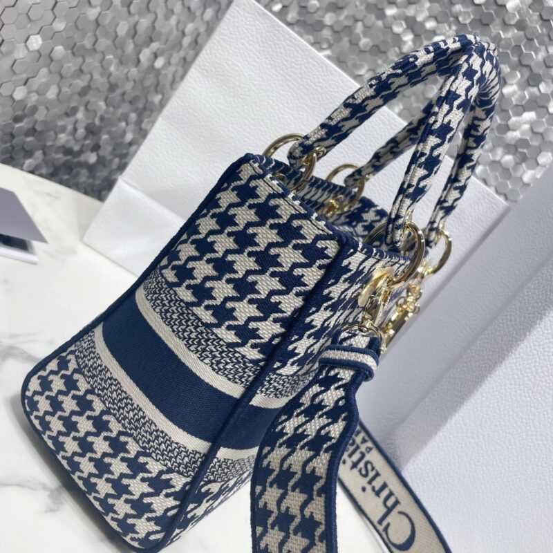 Replica Lady Dior Medium D-Lite Houndstooth Canvas - premium 1:1 fake handbag model