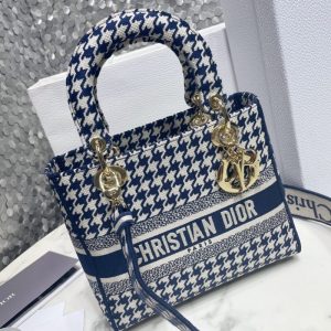 Replica Lady Dior Medium D-Lite Houndstooth Canvas - premium-grade designer purse dupe