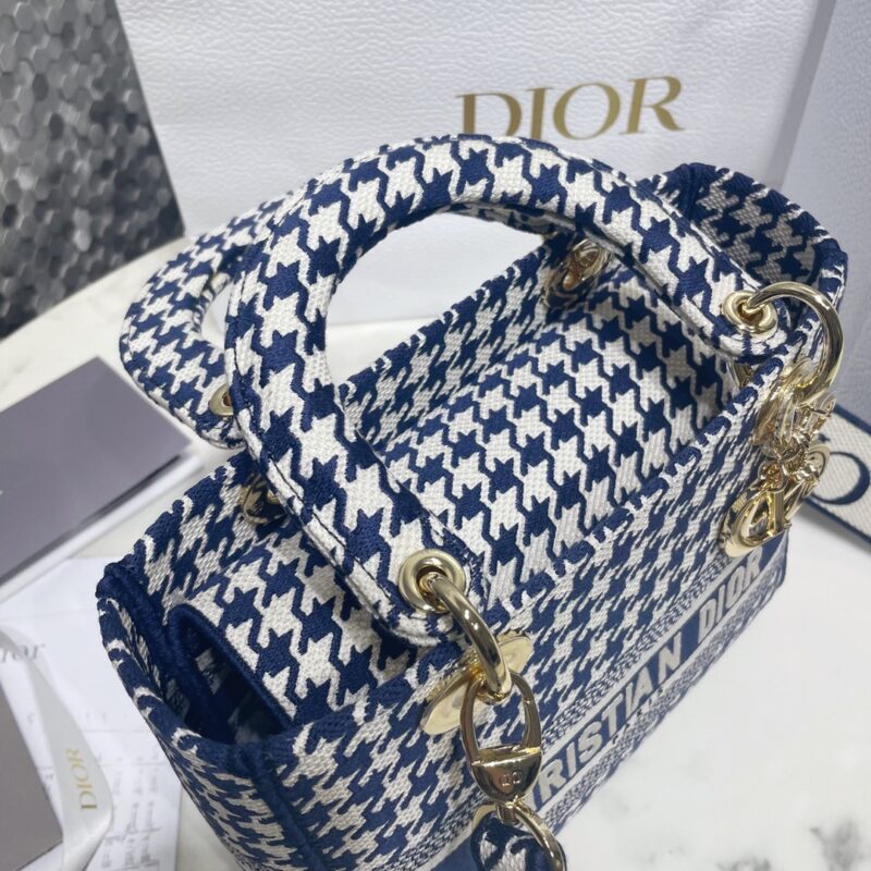 Replica Lady Dior Medium D-Lite Houndstooth Canvas - top-rated replica designer bag