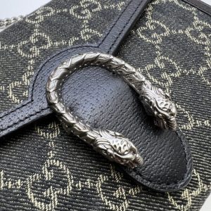 Replica Gucci Dionysus GG Chain Wallet Denim Black - high-end fake designer purse