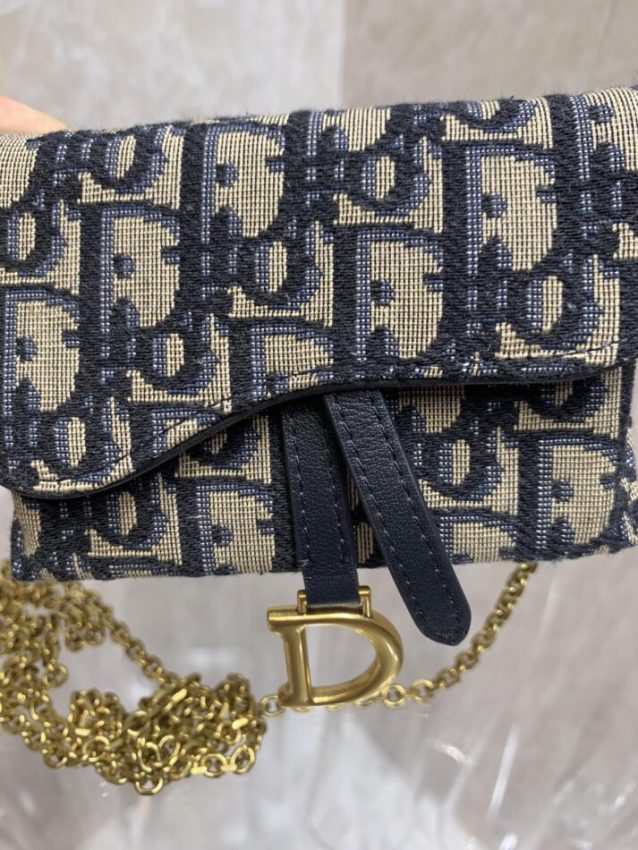 Replica Dior Saddle Pouch with Chain - 1:1 designer replica handbag
