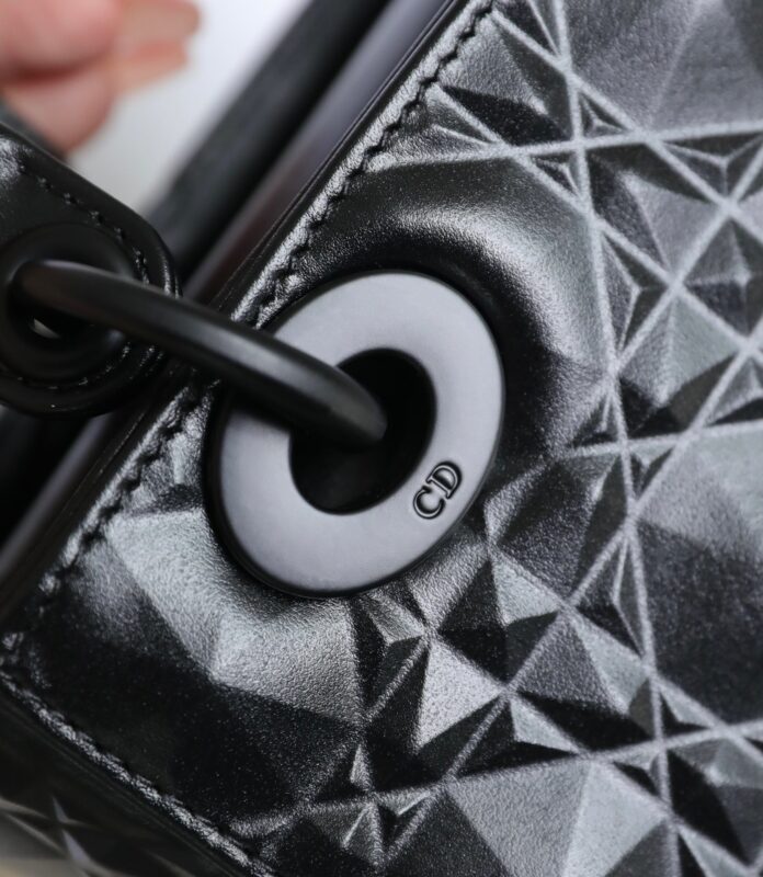 Replica Lady Dior Ultramatte Black Grid ABC - top-tier luxury replica shoulder bag