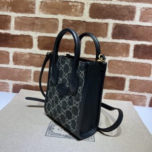 Replica Gucci Ophidia Mini Tote Bag Black Denim - high-quality designer bag clone
