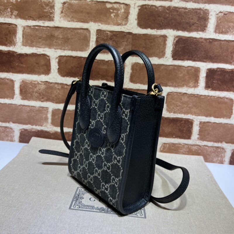 Replica Gucci Ophidia Mini Tote Bag Black Denim - high-quality designer bag clone