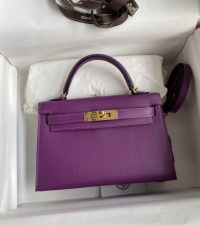 Replica Hermes Kelly Epsom Anemone Purple - top-tier luxury replica shoulder bag