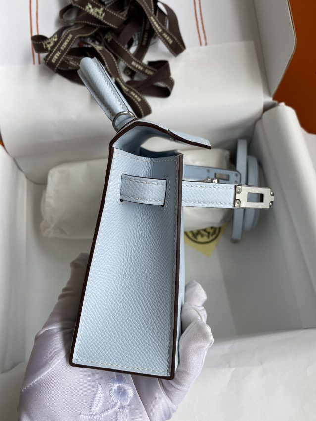 Replica Hermes Kelly Epsom Haze Blue - realistic designer-inspired fake bag