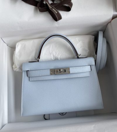Replica Hermes Kelly Epsom Haze Blue - top-tier luxury replica shoulder bag