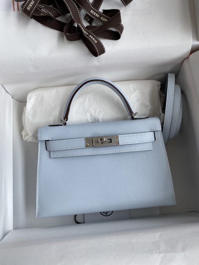 Replica Hermes Kelly Epsom Haze Blue - top-tier luxury replica shoulder bag