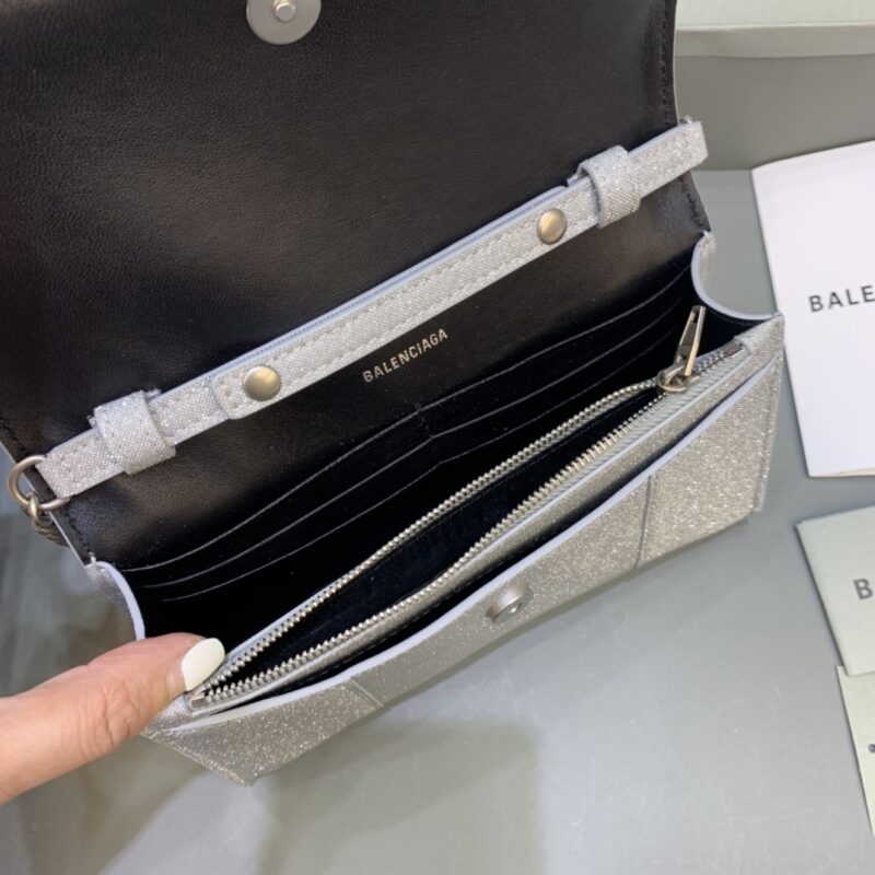 Replica Balenciaga Hourglass On Chain Shine Silver - high-accuracy replica luxury purse