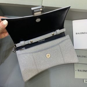 Replica Balenciaga Hourglass On Chain Shine Silver - authentic-look luxury purse replica