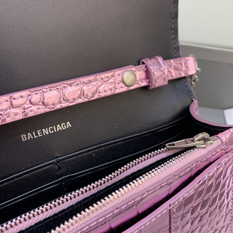 Replica Balenciaga Hourglass On Chain Shine Purple - top-tier luxury replica shoulder bag
