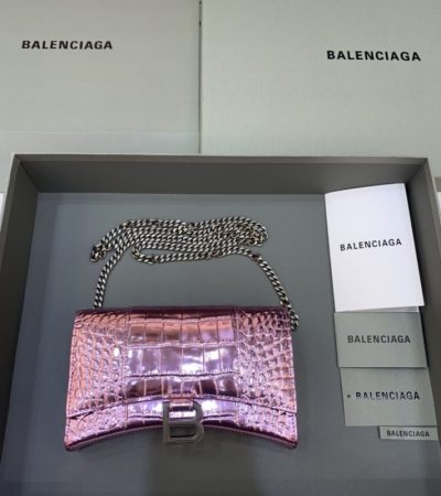 Replica Balenciaga Hourglass On Chain Shine Purple - ultra-realistic fake designer tote