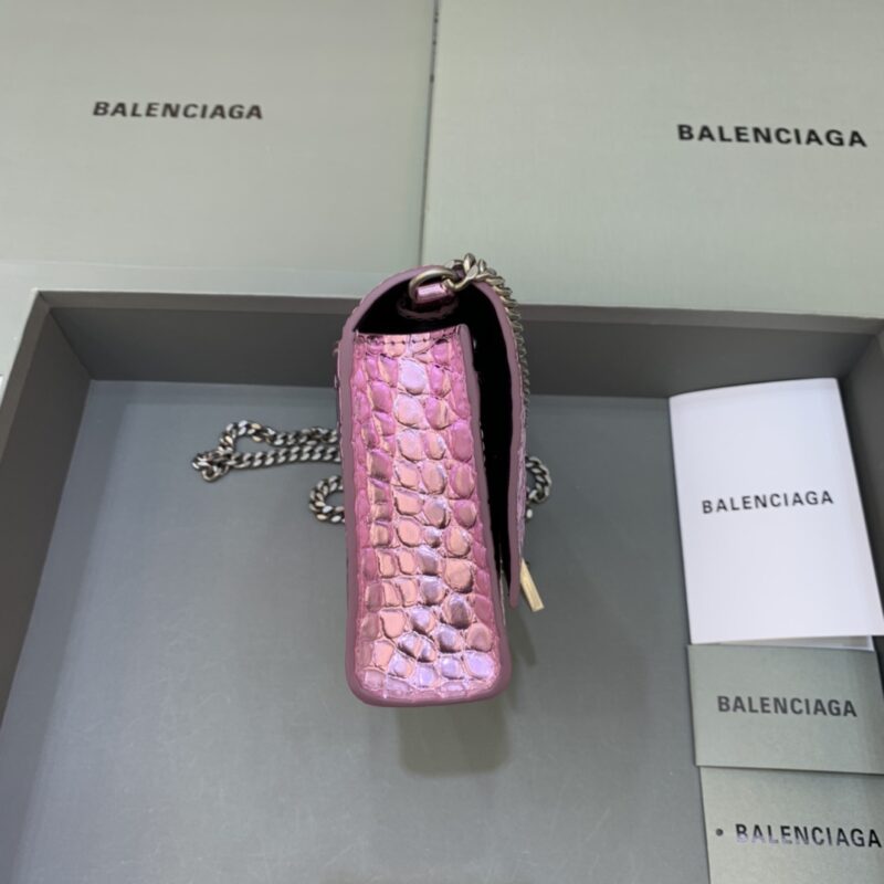 Replica Balenciaga Hourglass On Chain Shine Purple - best quality luxury bag dupe