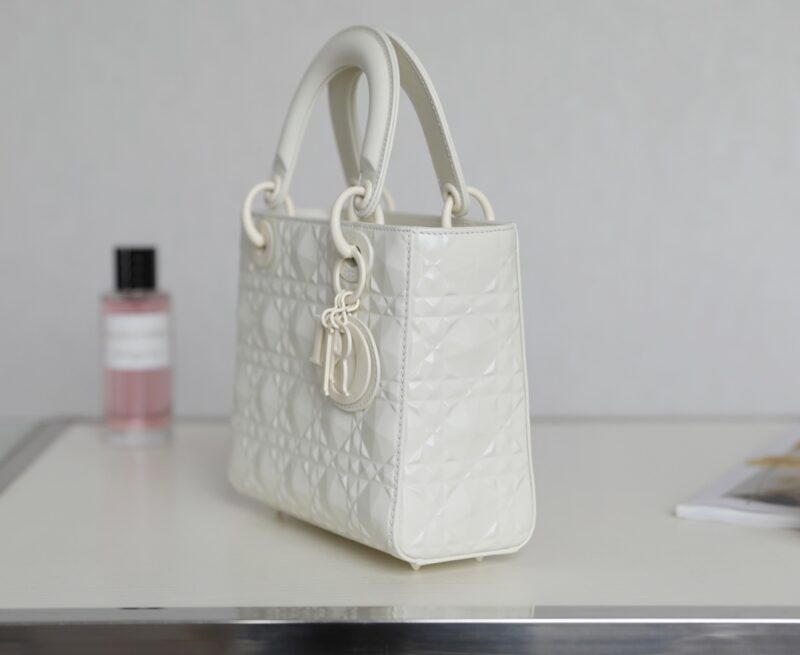 Replica Lady Dior Ultramatte White Grid ABC - premium 1:1 fake handbag model