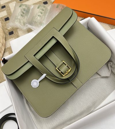 Replica Hermes Halzan Green - 1:1 designer replica handbag