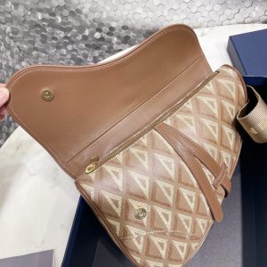 Replica Dior Saddle Bag Brown Triangle - high-end fake designer purse