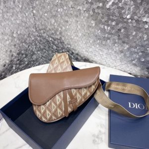 Replica Dior Saddle Bag Brown Triangle - top-tier luxury replica shoulder bag