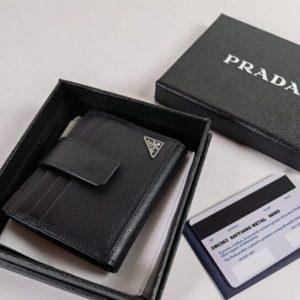Replica Prada Saffiano Two Fold Compact Wallet - near-authentic luxury replica handbag