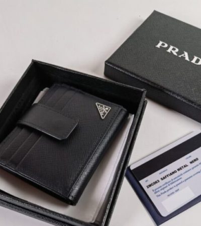 Replica Prada Saffiano Two Fold Compact Wallet - near-authentic luxury replica handbag