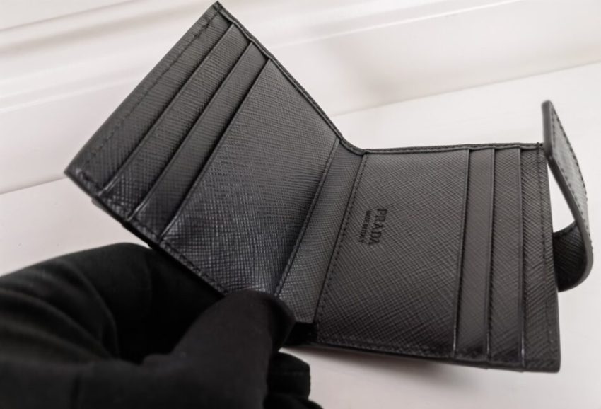 Replica Prada Saffiano Two Fold Compact Wallet - high-end fake designer purse