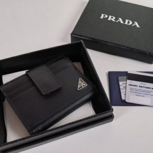 Replica Prada Saffiano Two Fold Wallet Silver - ultra-realistic fake designer tote