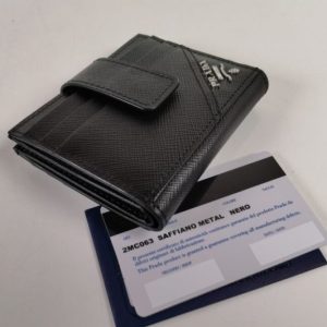 Replica Prada Saffiano Two Fold Wallet Silver - high-end fake designer purse