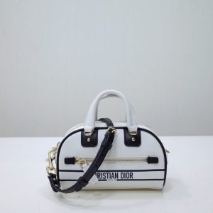 Replica Dior Vibe Zip Bowling Bag White - premium 1:1 fake handbag model