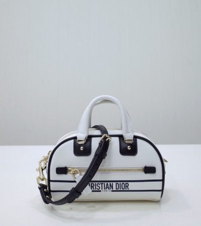 Replica Dior Vibe Zip Bowling Bag White - premium 1:1 fake handbag model