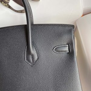Replica Hermes Birkin Epsom Black Silver - top-tier luxury replica shoulder bag