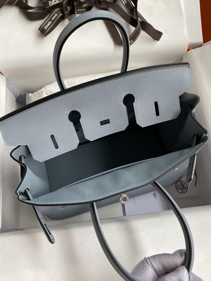 Replica Hermes Birkin Epsom Linen Blue Silver - high-quality designer bag clone