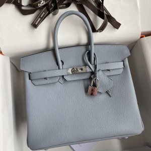 Replica Hermes Birkin Epsom Linen Blue Silver - ultra-realistic fake designer tote