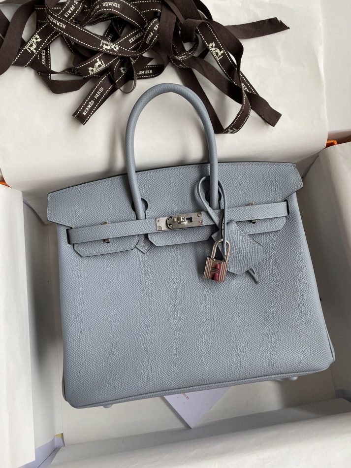Replica Hermes Birkin Epsom Linen Blue Silver - ultra-realistic fake designer tote