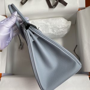 Replica Hermes Birkin Epsom Linen Blue Silver - high-end fake designer purse