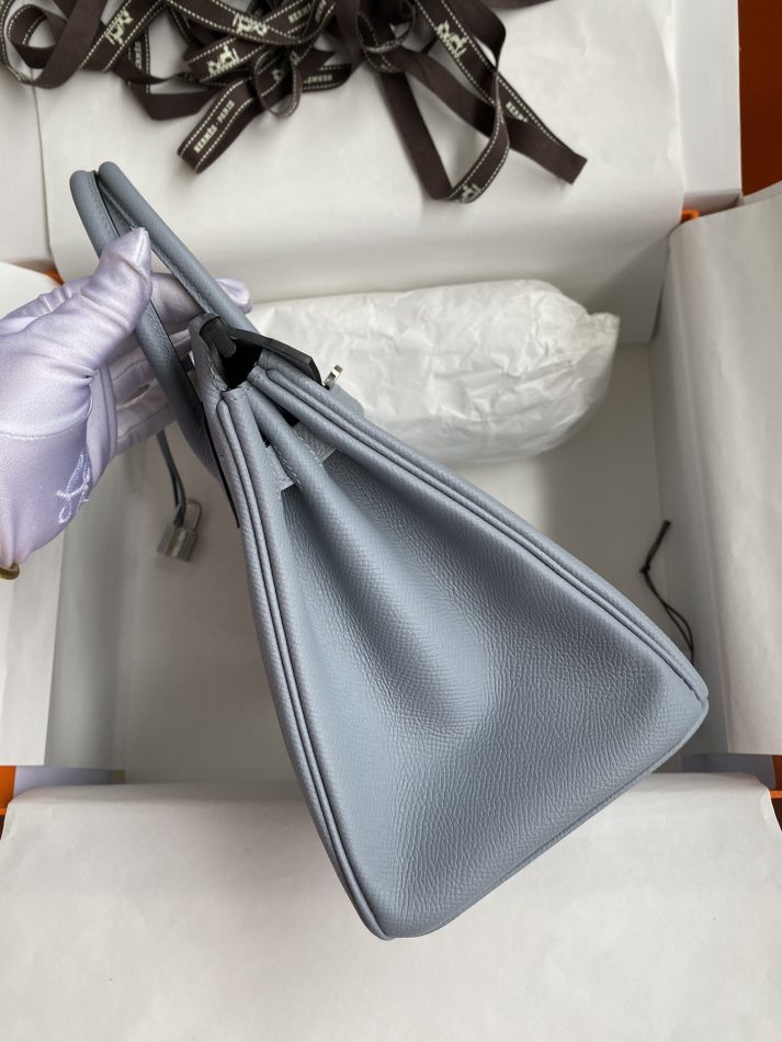 Replica Hermes Birkin Epsom Linen Blue Silver - high-end fake designer purse