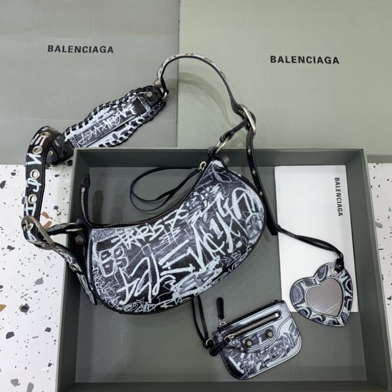 Replica Balenciaga Le Cagole Graffiti Black - ultra-realistic fake designer tote