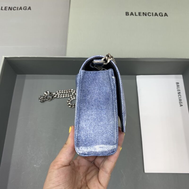 Replica Balenciaga Hourglass On Chain Denim - top-tier luxury replica shoulder bag