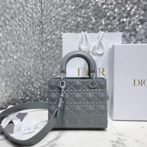 Replica Lady Dior Ultramatte Grey Grid ABC - near-authentic luxury replica handbag