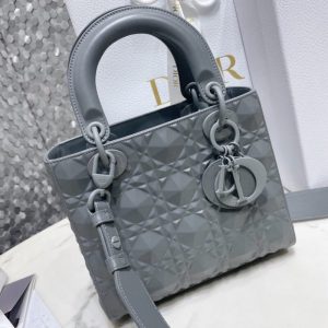 Replica Lady Dior Ultramatte Grey Grid ABC - 1:1 designer replica handbag