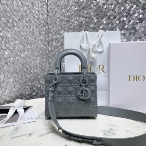 Replica Lady Dior Ultramatte Grey Grid ABC - ultra-realistic fake designer tote