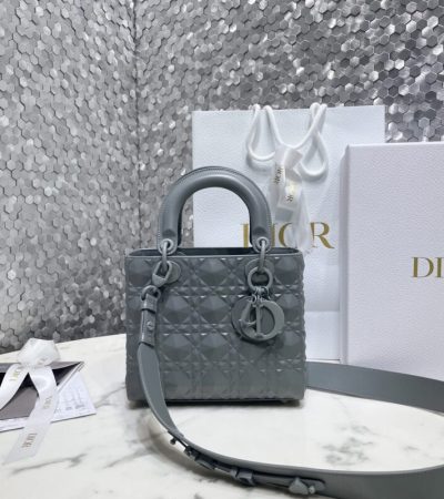 Replica Lady Dior Ultramatte Grey Grid ABC - ultra-realistic fake designer tote