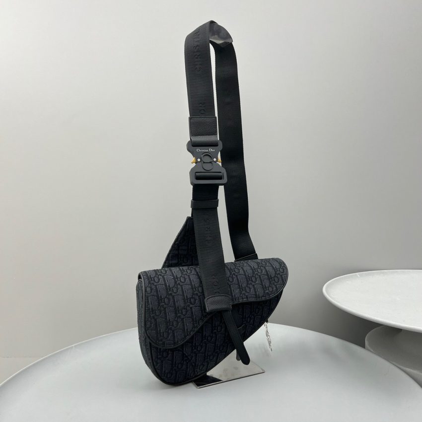Replica Dior Saddle Bag Oblique Black - premium 1:1 fake handbag model