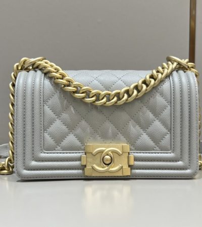 Replica CHANEL Le Boy Grey Gold - top-rated replica designer bag