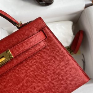 Replica Hermes Kelly Epsom Bright Red - top-tier luxury replica shoulder bag