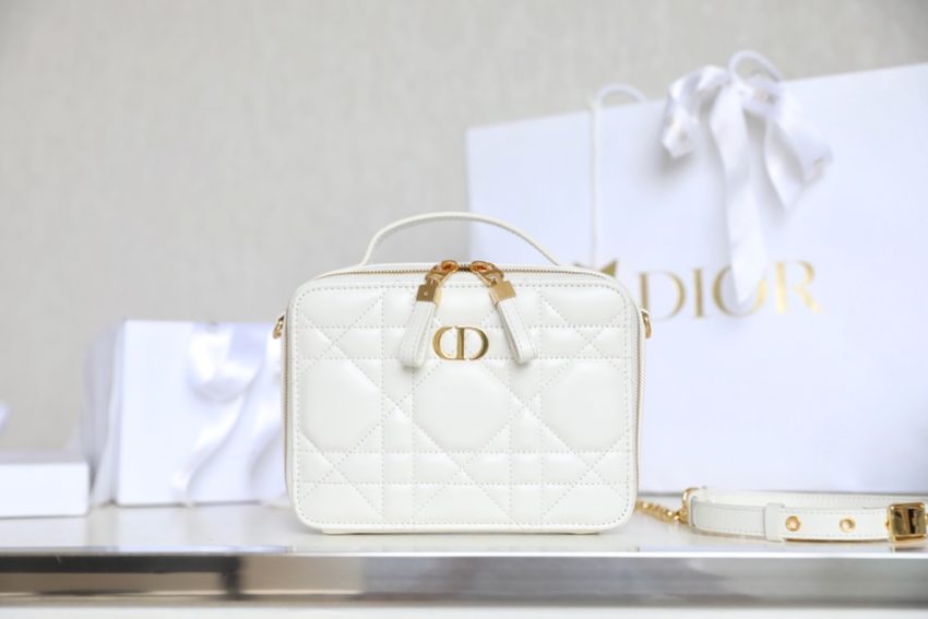 Replica Dior Caro Box Bag White - best quality luxury bag dupe