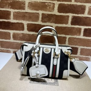 Replica Gucci Gucci Bauletto Top Handle White Black - top-rated replica designer bag