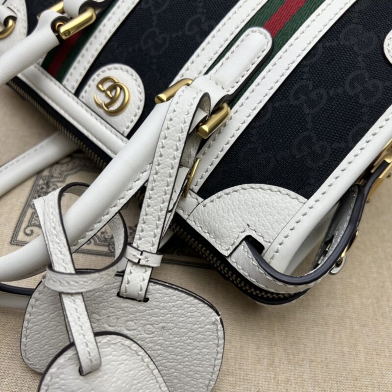Replica Gucci Gucci Bauletto Top Handle White Black - best quality luxury bag dupe
