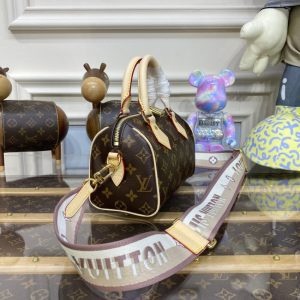 Replica Louis Vuitton Speedy Bandouliere 20 Brown - authentic-look luxury purse replica