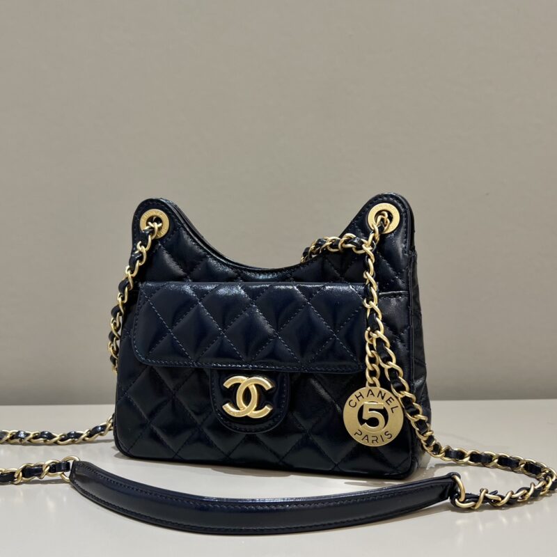 Replica CHANEL Hobo Small Dark Blue - authentic-look luxury purse replica