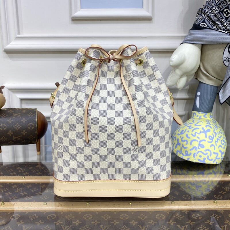 Replica Louis Vuitton Noe Bucket White Grid MM - high-quality designer bag clone