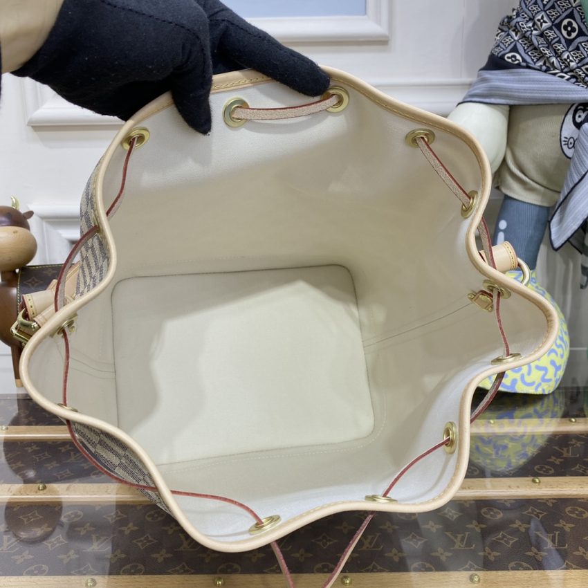 Replica Louis Vuitton Noe Bucket White Grid MM - premium 1:1 fake handbag model